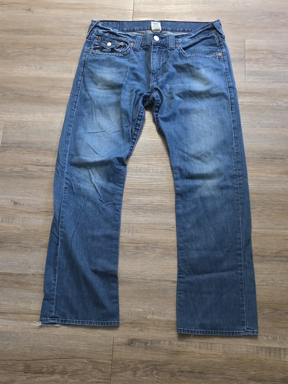True Religion Men's Faded Indigo Straight Jeans